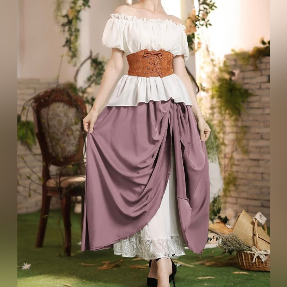 Scarlet Darkness Long Maxi Skirt Double Layer Victorian Renaissance Skirts Sm